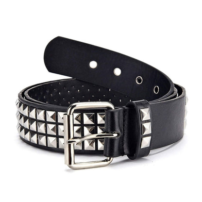 Black Studded Punk Rivet Belt with Bright Pyramid Studs for Men/Women