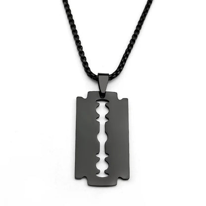 Gothic Blade Razor Pendant Necklaces Men Stainless Steel Black Goth Male Chain Necklace Grunge Y2K Emo Jewelry Collier Homme