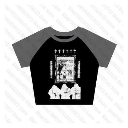 Y2K Style Cute Women'S Sleeveless Baby Tank Top 2000S Punk Cool Print Short Vest Tee Cool Street Fashion Gothic Women Clothing