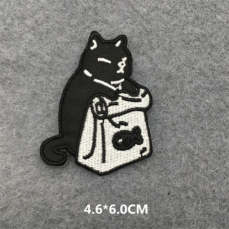 Black and White Punk Sticker Jacket Embroidered Patches for Clothing Punk Patches Clothing Thermoadhesive Patches