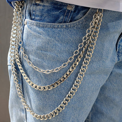 Trousers Chain, Pants Chain Belt Chain Wallet Chain Pocket Chain Hip Hop Punk Jeans Chain Key Chain Goth Accessories for Eboy Egirl Women Men (Silver)