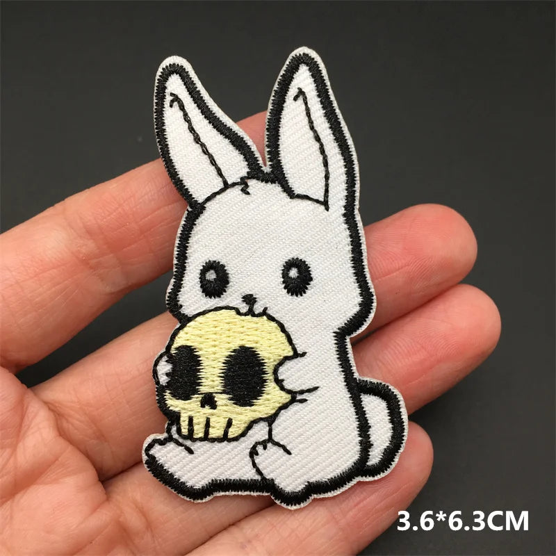 Black and White Punk Sticker Jacket Embroidered Patches for Clothing Punk Patches Clothing Thermoadhesive Patches