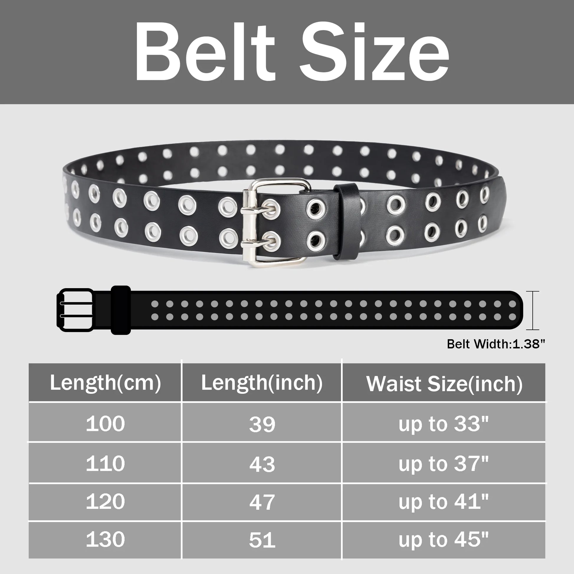 Women Belts Grommet Leather Belts for Women Studded Belt Punk Accessories Black&White Belt 2PC