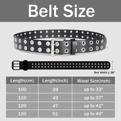Women Belts Grommet Leather Belts for Women Studded Belt Punk Accessories Black&White Belt 2PC