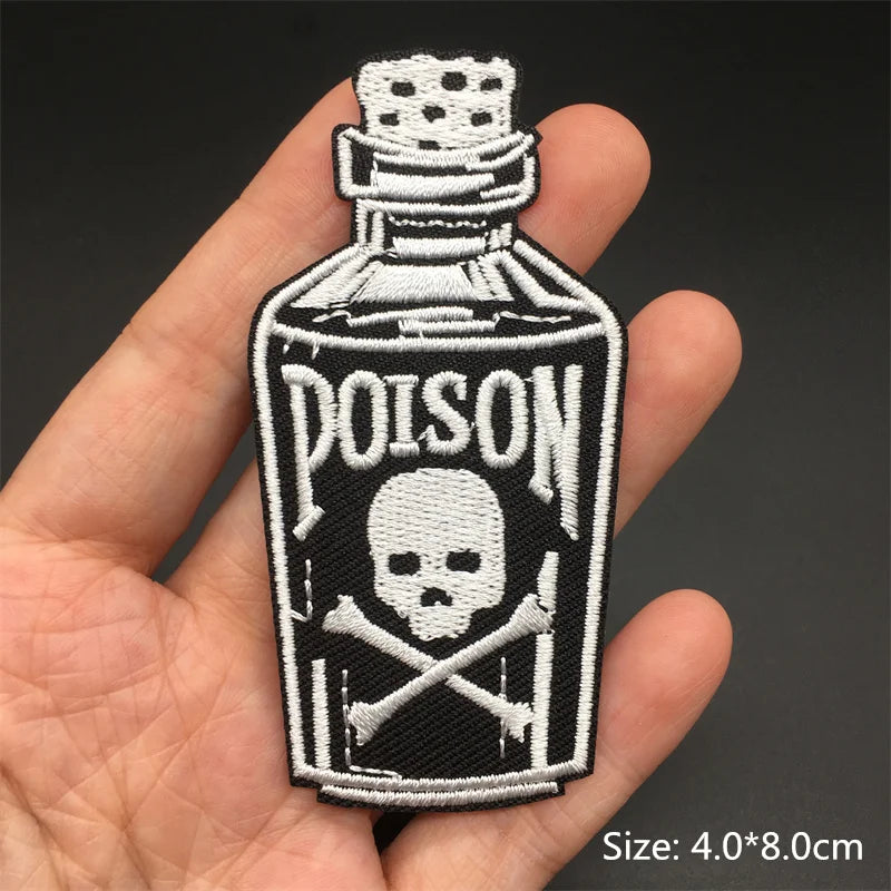 Black and White Punk Sticker Jacket Embroidered Patches for Clothing Punk Patches Clothing Thermoadhesive Patches