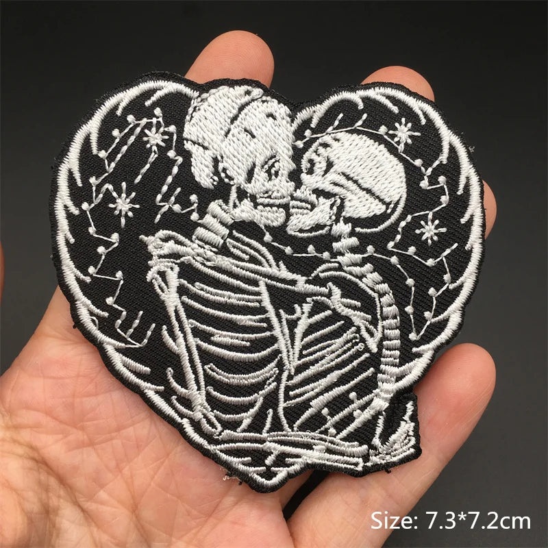 Black and White Punk Sticker Jacket Embroidered Patches for Clothing Punk Patches Clothing Thermoadhesive Patches