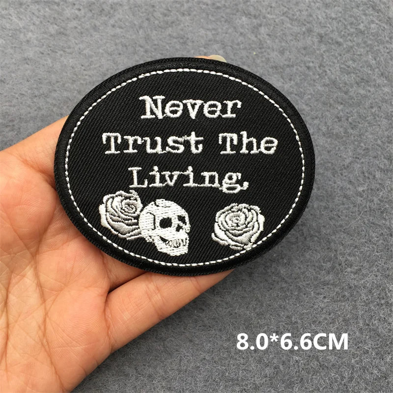 Black and White Punk Sticker Jacket Embroidered Patches for Clothing Punk Patches Clothing Thermoadhesive Patches