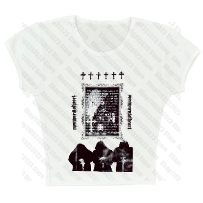 Y2K Style Cute Women'S Sleeveless Baby Tank Top 2000S Punk Cool Print Short Vest Tee Cool Street Fashion Gothic Women Clothing