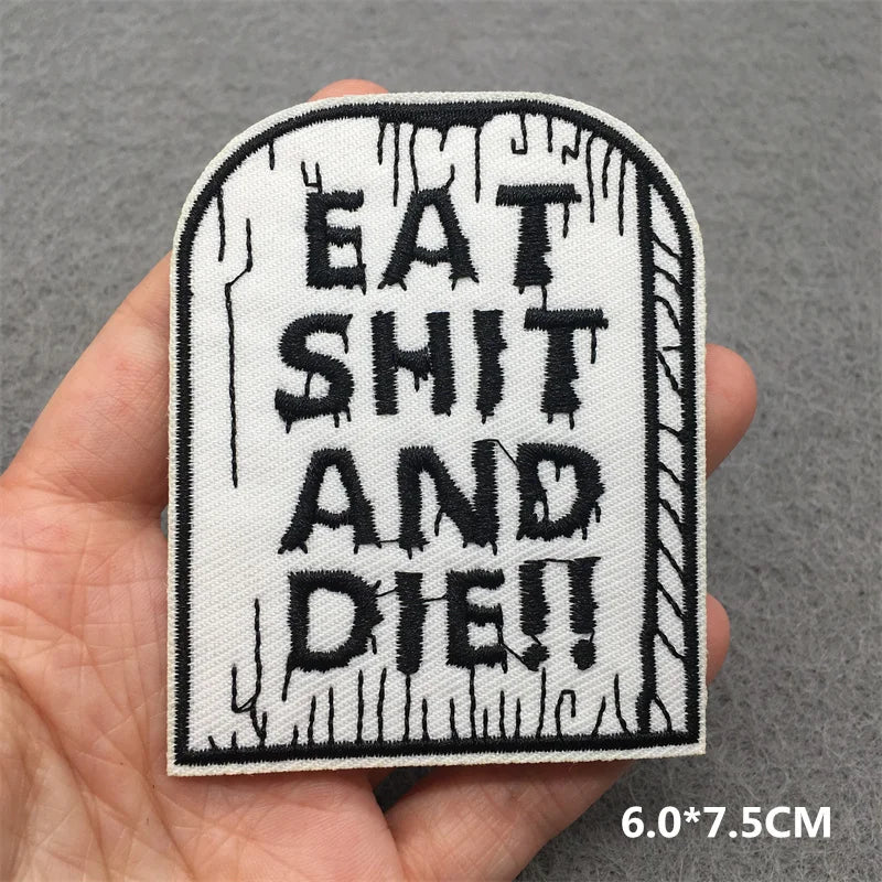 Black and White Punk Sticker Jacket Embroidered Patches for Clothing Punk Patches Clothing Thermoadhesive Patches