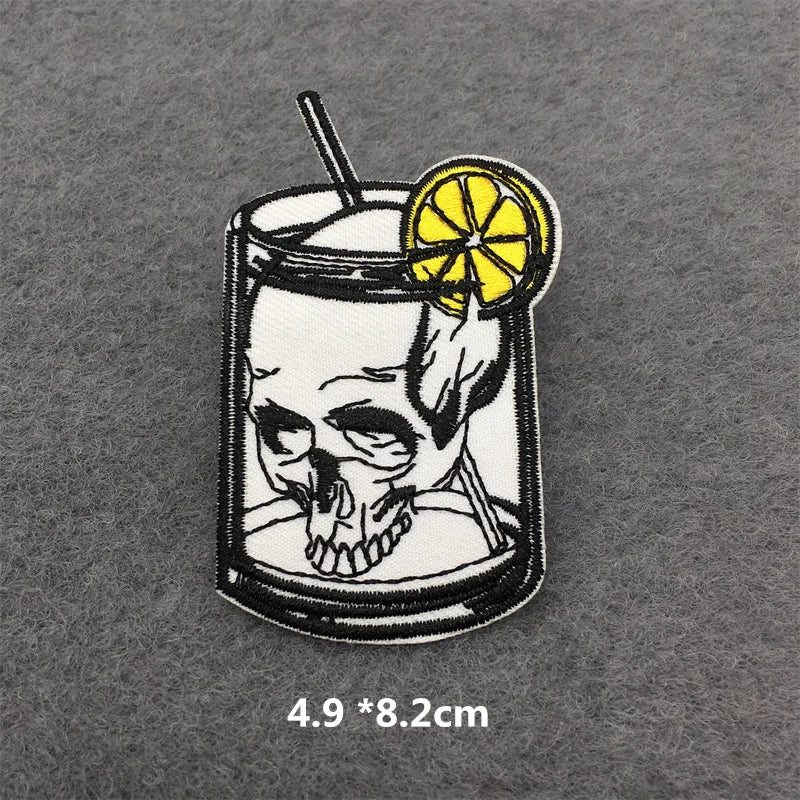 Black and White Punk Sticker Jacket Embroidered Patches for Clothing Punk Patches Clothing Thermoadhesive Patches